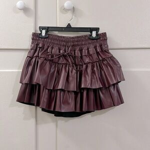Maroon Faux Leather Mini skirt. Size Small